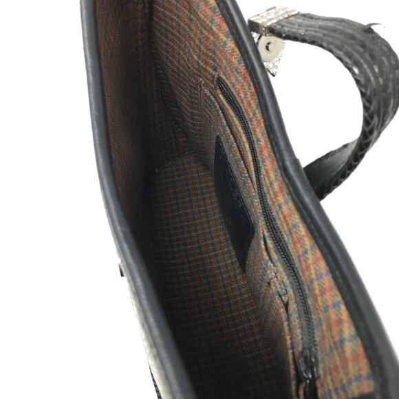 Vintage Brighton Barbados Hobo Shoulder Bag Black Pebbled Leather Braided Strap - Picture 6 of 8